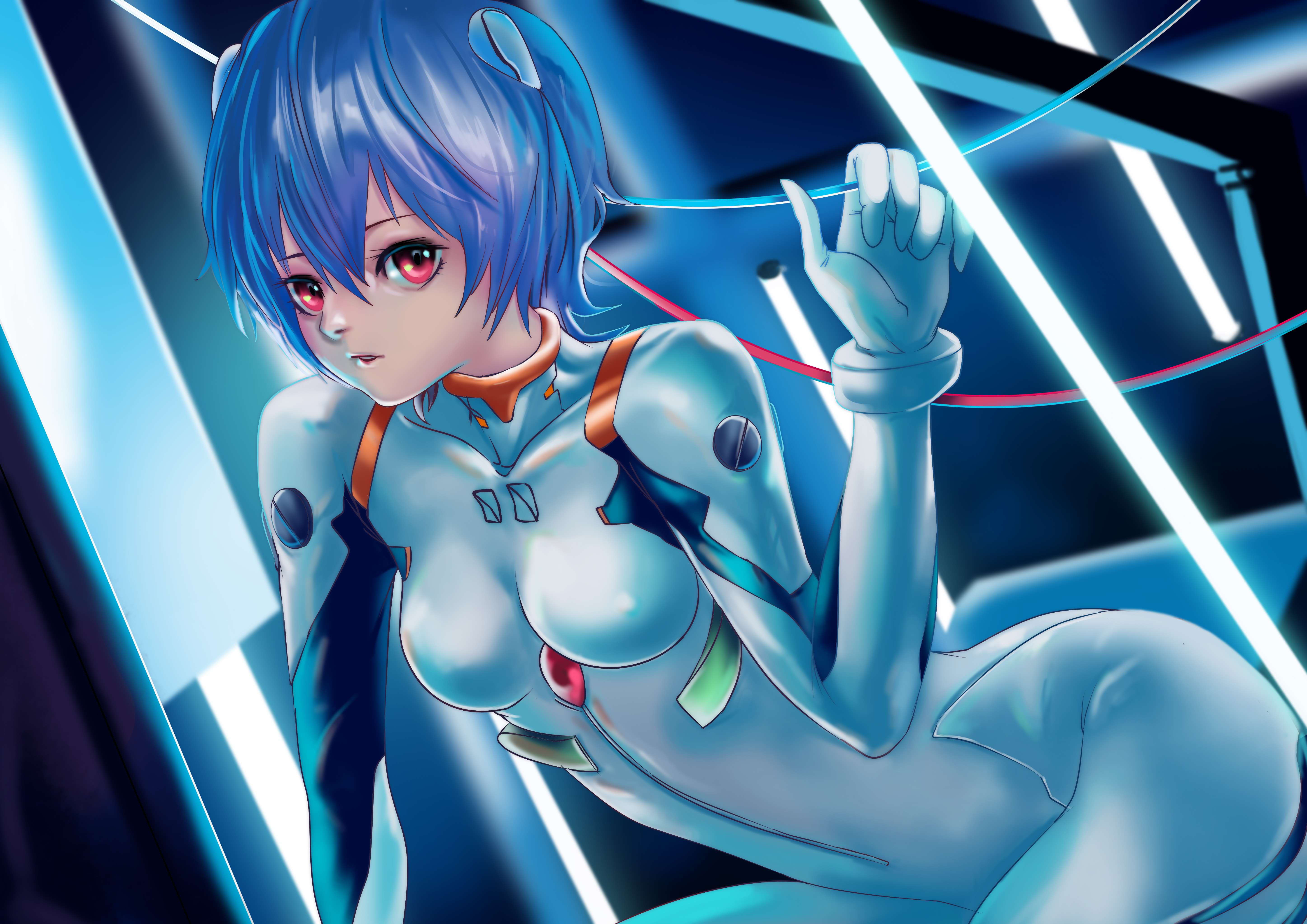 ♈ Neon Genesis Evangelion, Ayanami Rei, artwork, digital art, fan art, bodysuit | 5787×4092 -【唯美小筑】