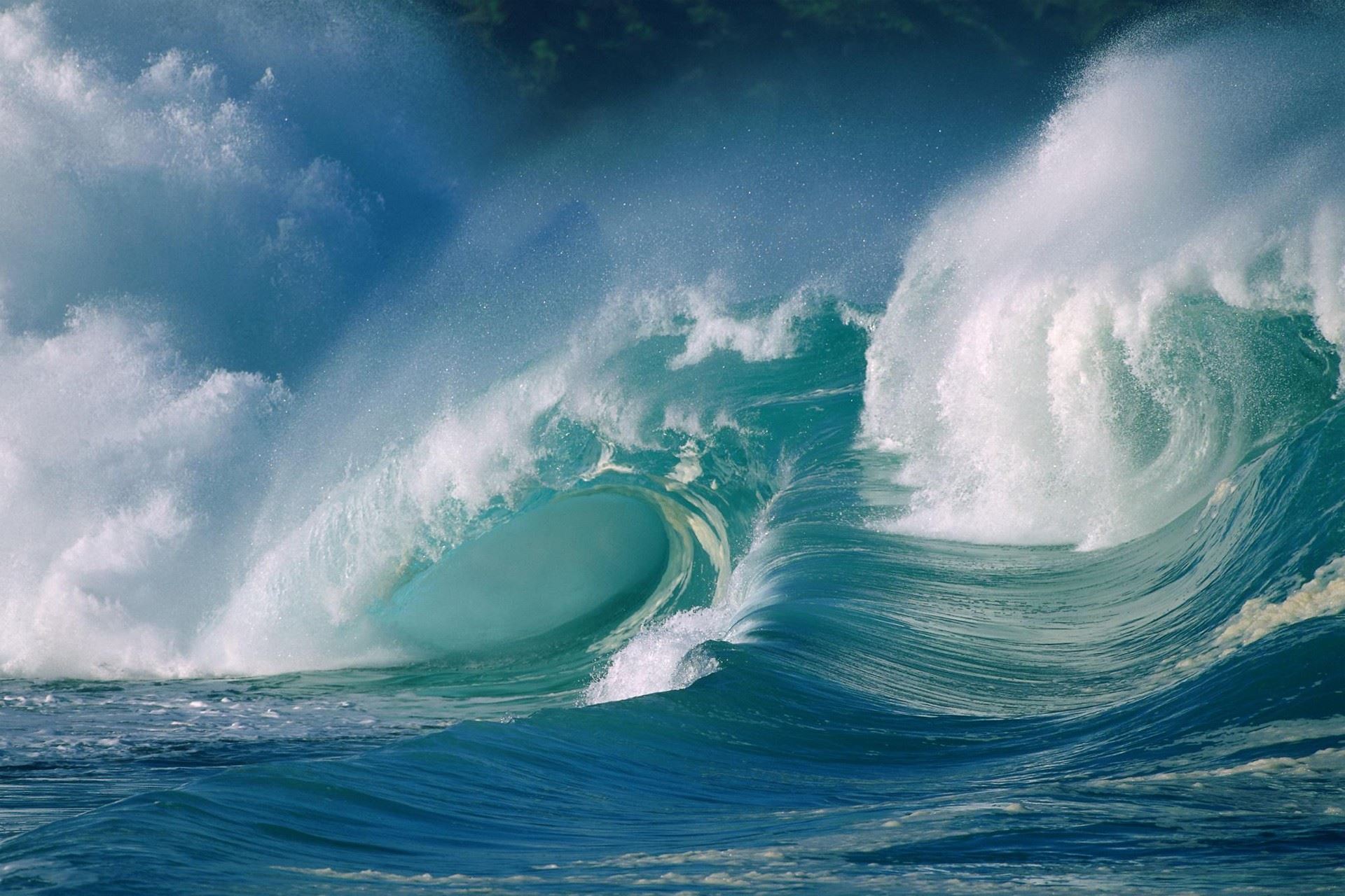 ♈ waves, sea, windy, nature, turquoise, water, splashes | 1920×1280 -【唯美小筑】