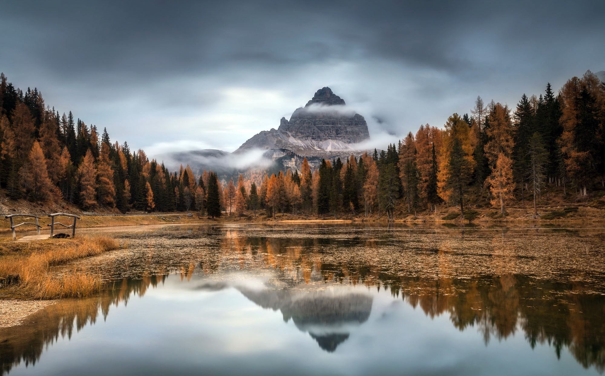 ♈ Italy, nature, fall, reflection, Dolomites, lake | 2000×1243 -【唯美小筑】
