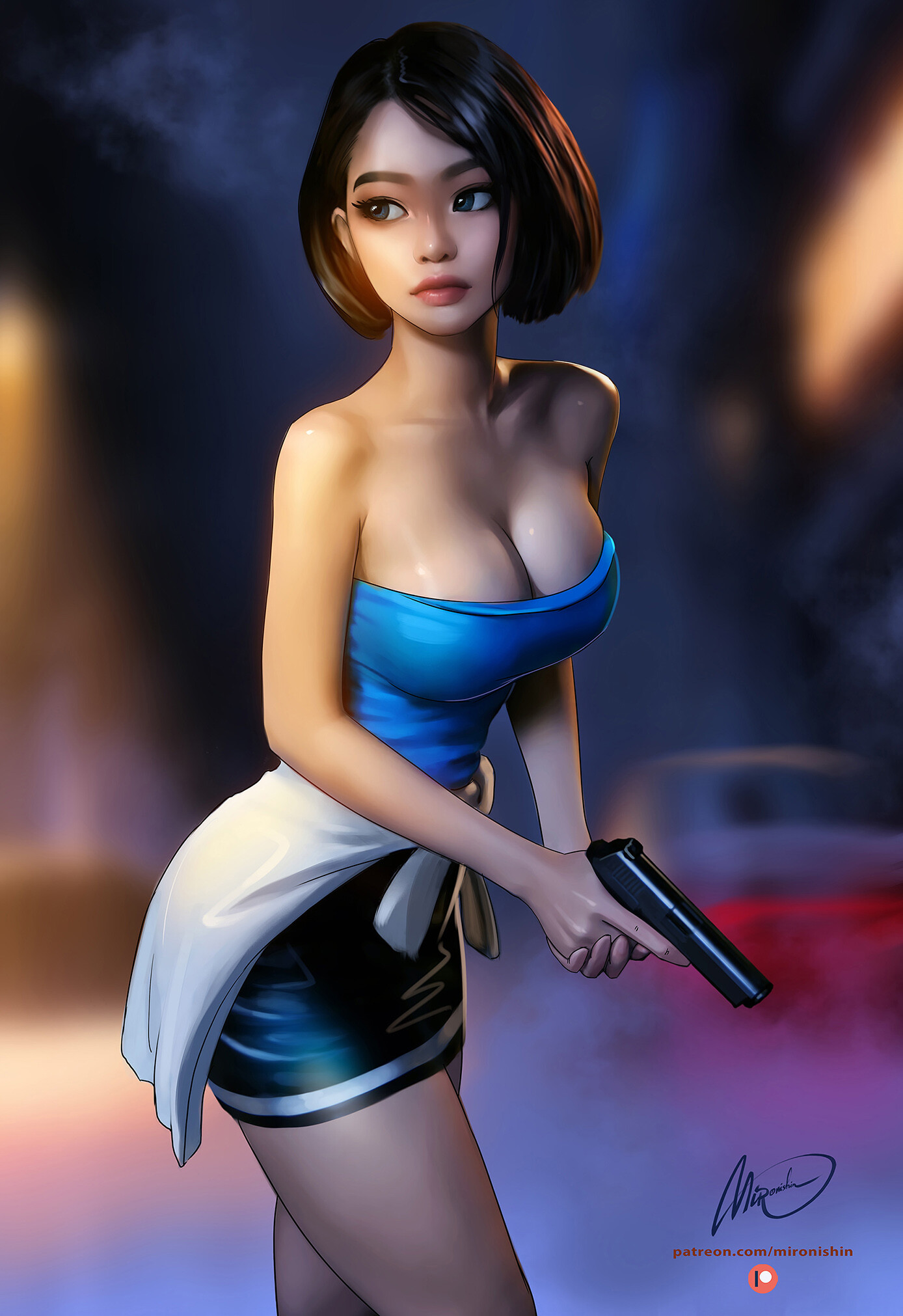 ♈ blue clothing, depth of field, video games, video game girls | 1388×2022 -【唯美小筑】
